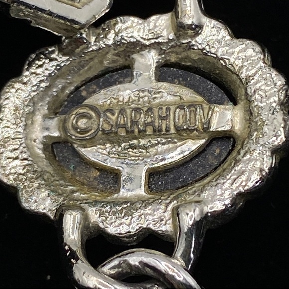 SARAH COVENTRY Faux Gemstone Cabachon Silver Tone Chunky Vintage Bracelet - Picture 7 of 9